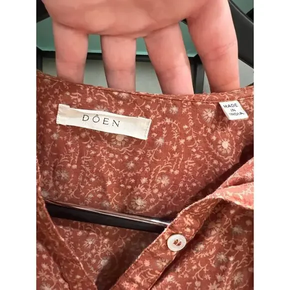 Doen Floral Billi Jean Blouse Size XS Rust Tamarillo Prairie Paisley Casual - Picture 5 of 11
